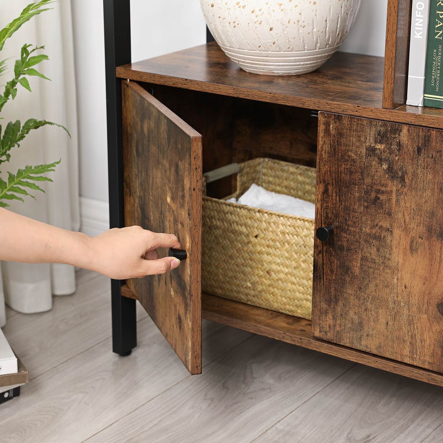 Boekenkast met 4 Open Planken en Stalen Frame in Industrieel Design