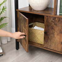 Boekenkast met 4 Open Planken en Stalen Frame in Industrieel Design