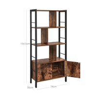 Boekenkast met 4 Open Planken en Stalen Frame in Industrieel Design