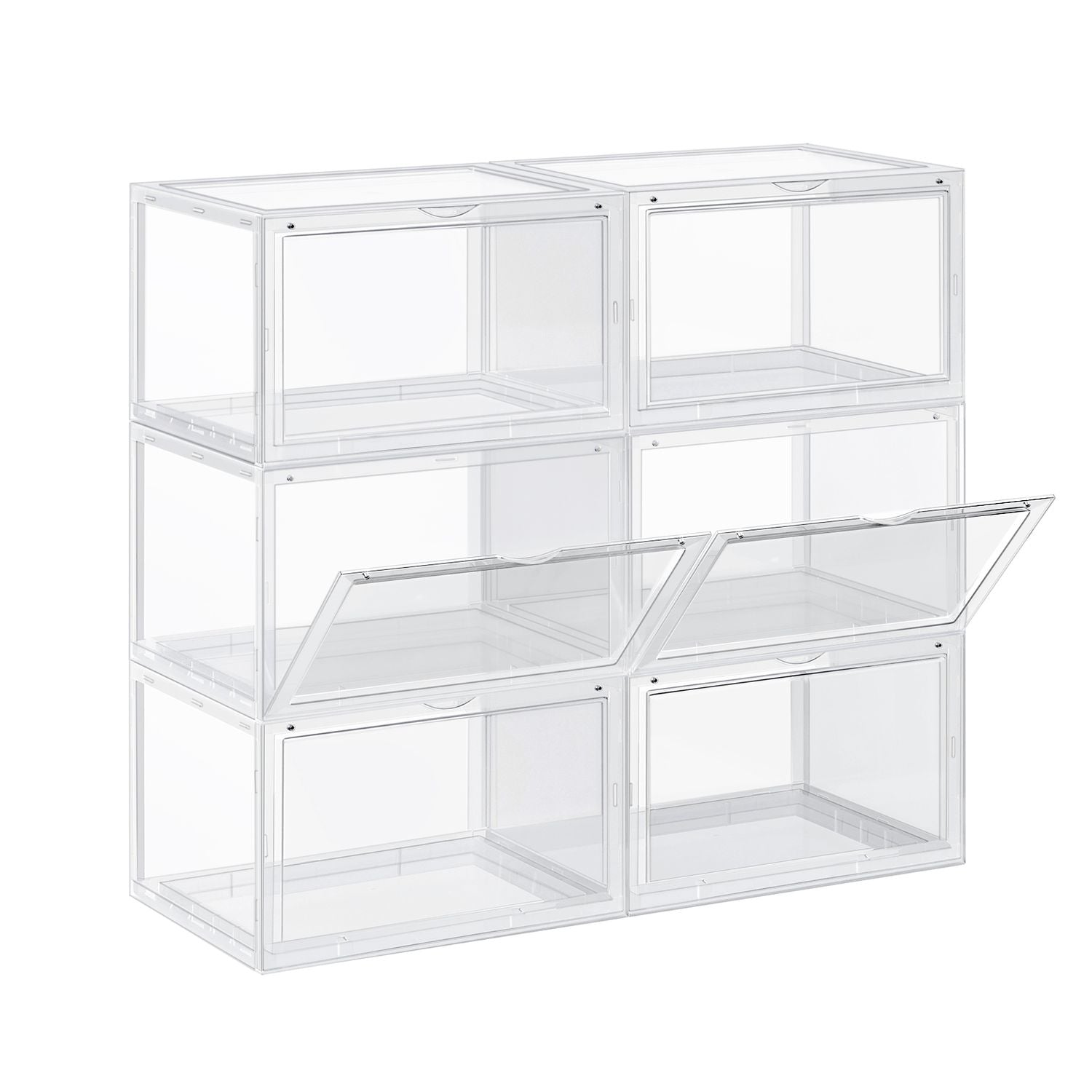 Stapelbare Schoenendozen met Transparante Deur, Set van 6, 28x36x22 cm