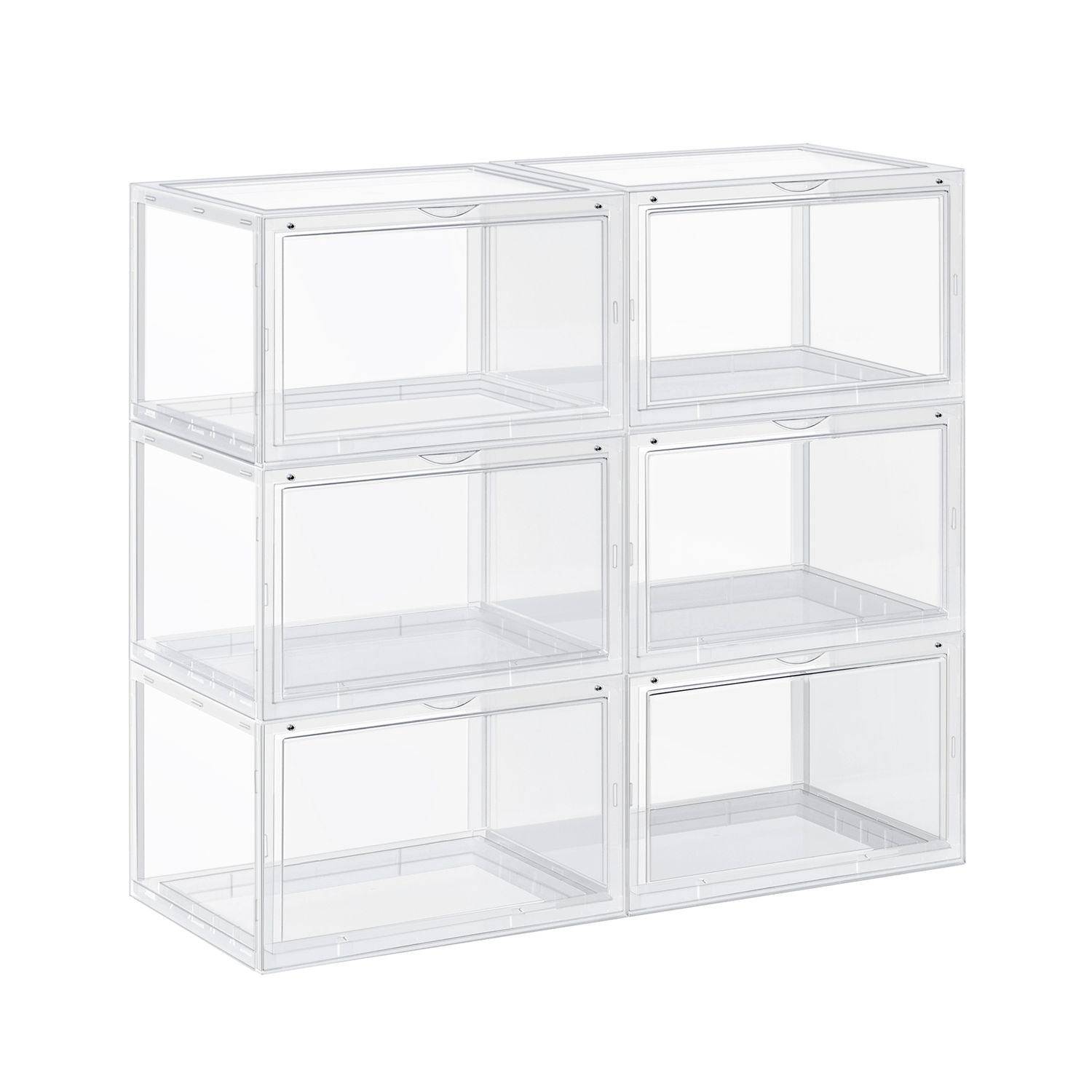 Stapelbare Schoenendozen met Transparante Deur, Set van 6, 28x36x22 cm