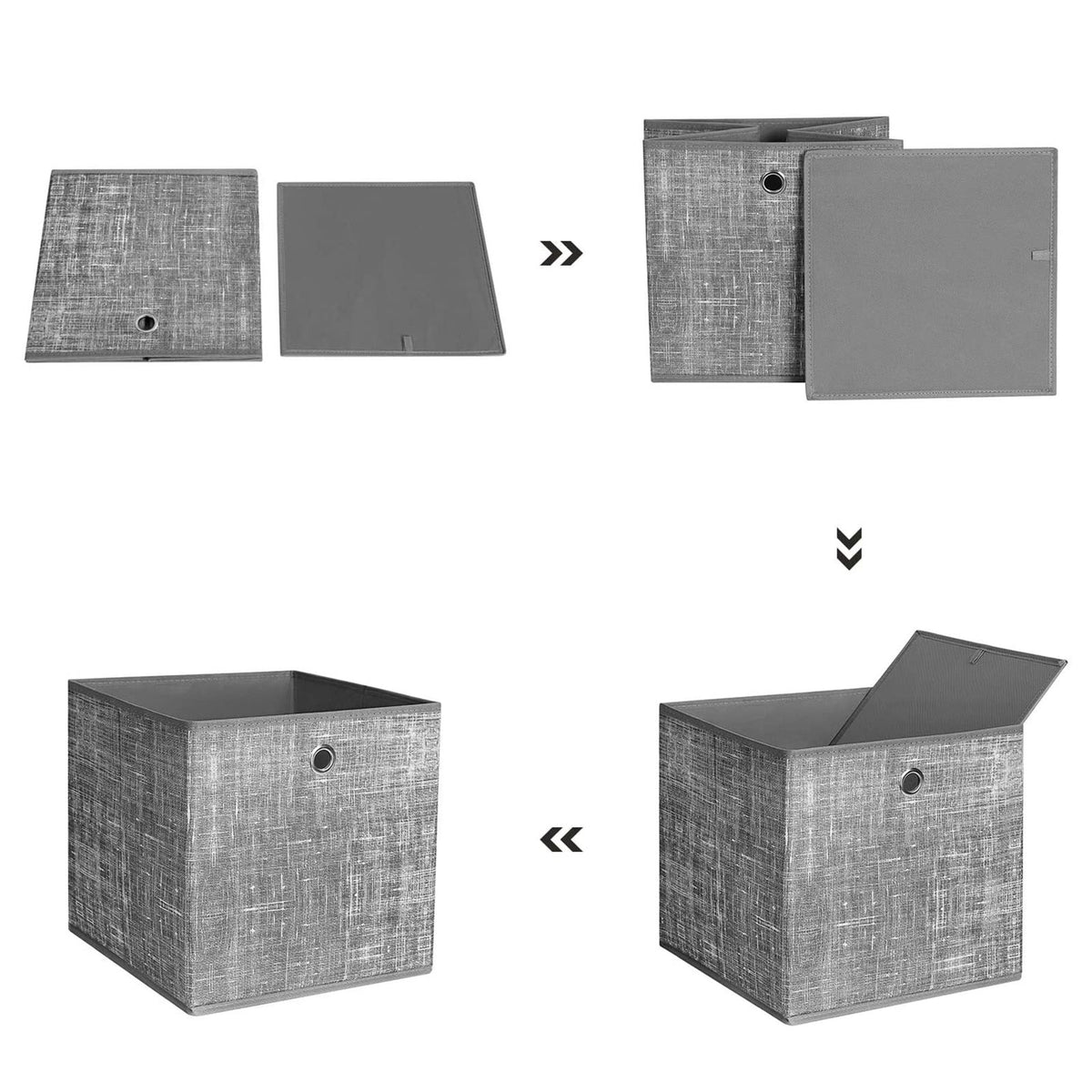 Opvouwbare Opbergdozen met Vingergat voor Kubusrek, Set van 6, 30 x 30 x 30 cm