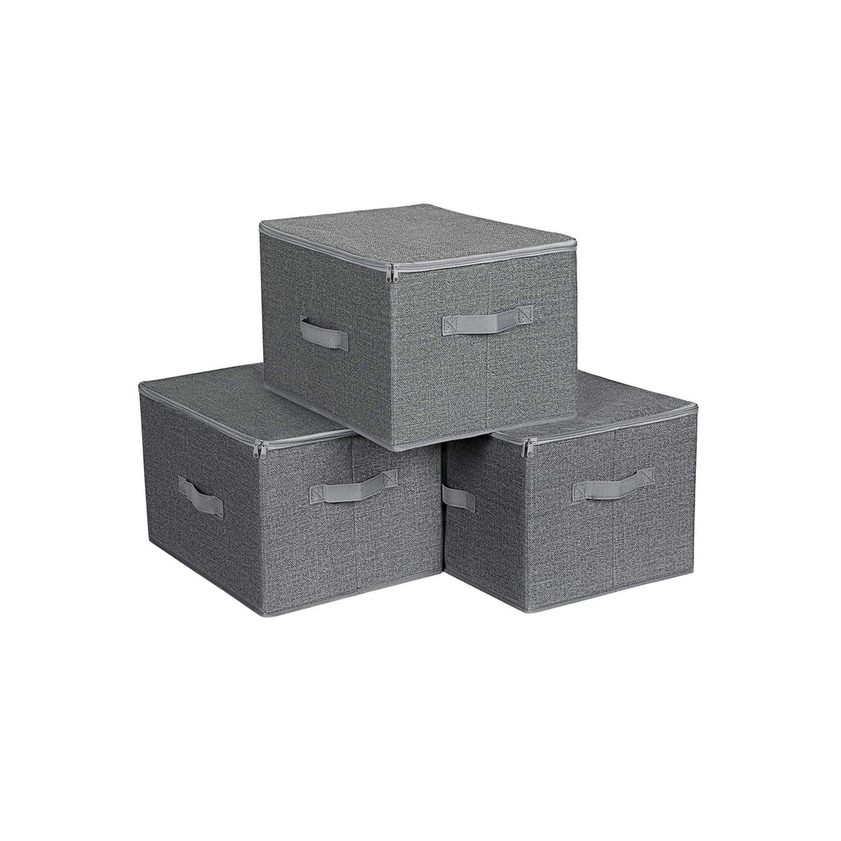 Grijze Opbergdozen met Ritsdeksel en 3 Handvatten, Set van 3