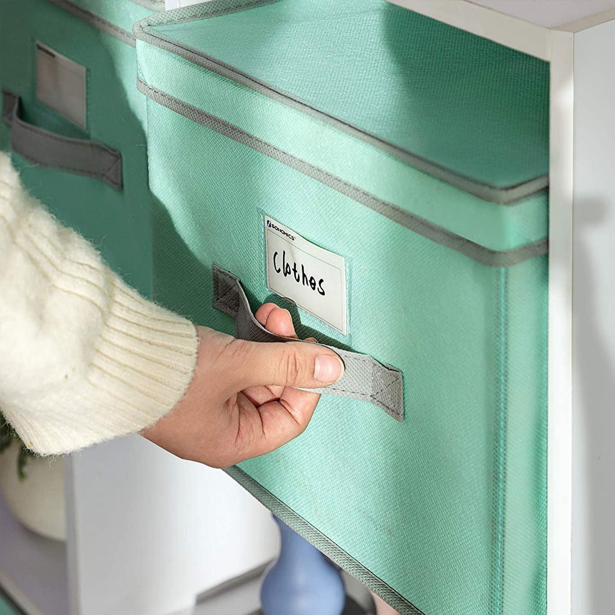 Vouwdozen met Scharnierend Deksel en Labelhouder, Set van 3, 40 x 30 x 25 cm