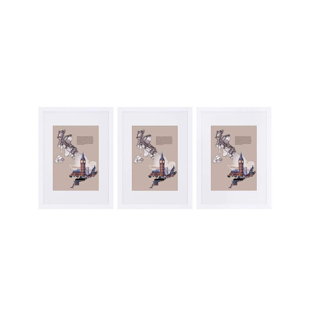 Fotolijstenset van 3 voor A3 en A4 met Passe-partout