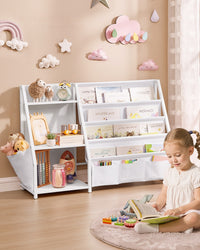Kinderboekenkast met Zijvak en Open Vakken, 30 x 108,5 x 75 cm