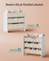 Speelgoedrek met 9 Stoffen Opbergdozen, 29,5 x 62,5 x 60 cm