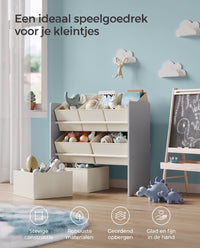 Speelgoedrek met 7 Stoffen Opbergdozen, 29,5 x 62,5 x 60 cm