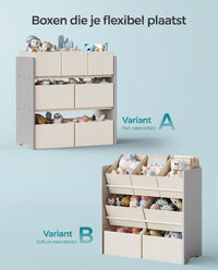 Speelgoedrek met 7 Stoffen Opbergdozen, 29,5 x 62,5 x 60 cm