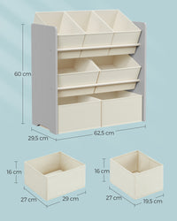 Speelgoedrek met 7 Stoffen Opbergdozen, 29,5 x 62,5 x 60 cm