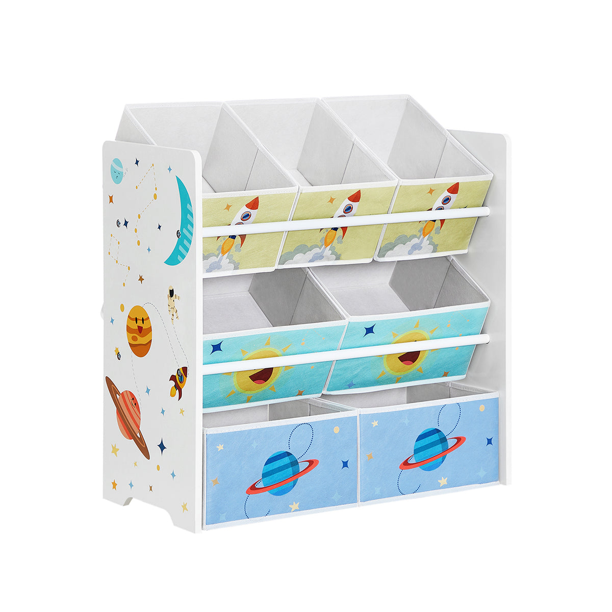 Speelgoedrek met 7 Stoffen Opbergdozen, 29,5 x 62,5 x 60 cm