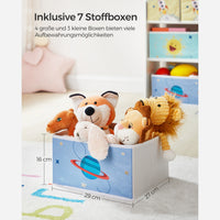 Speelgoedrek met 7 Stoffen Opbergdozen, 29,5 x 62,5 x 60 cm