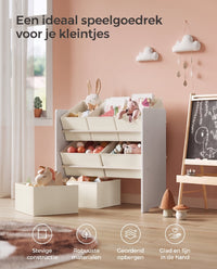 Speelgoedrek met 7 Stoffen Opbergdozen, 29,5 x 62,5 x 60 cm