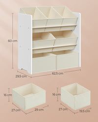 Speelgoedrek met 7 Stoffen Opbergdozen, 29,5 x 62,5 x 60 cm