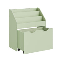 Speelgoedrek met Boekenvakken en Speelgoedkist op Wielen, 29,5 x 62,5 x 70 cm