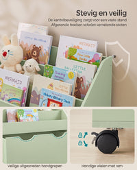 Speelgoedrek met Boekenvakken en Speelgoedkist op Wielen, 29,5 x 62,5 x 70 cm