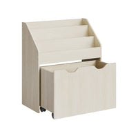 Speelgoedrek met Boekenvakken en Speelgoedkist op Wielen, 29,5 x 62,5 x 70 cm