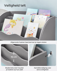Kinderboekenkast met 2 Opbergdozen en 5 Planken, 30 x 93 x 100 cm