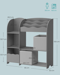 Kinderboekenkast met 2 Opbergdozen en 5 Planken, 30 x 93 x 100 cm
