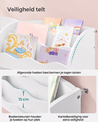 Kinderboekenkast met 2 Opbergdozen en 5 Planken, 30 x 93 x 100 cm