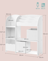 Kinderboekenkast met 2 Opbergdozen en 5 Planken, 30 x 93 x 100 cm