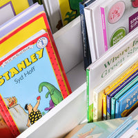 Speelgoedrek met 3 Boekenvakken en Uittrekbare Speelgoedkist op Wielen, Wit