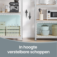 Zwaar Metalen Stellingrek met 5 Verstelbare Planken (Dubbel)