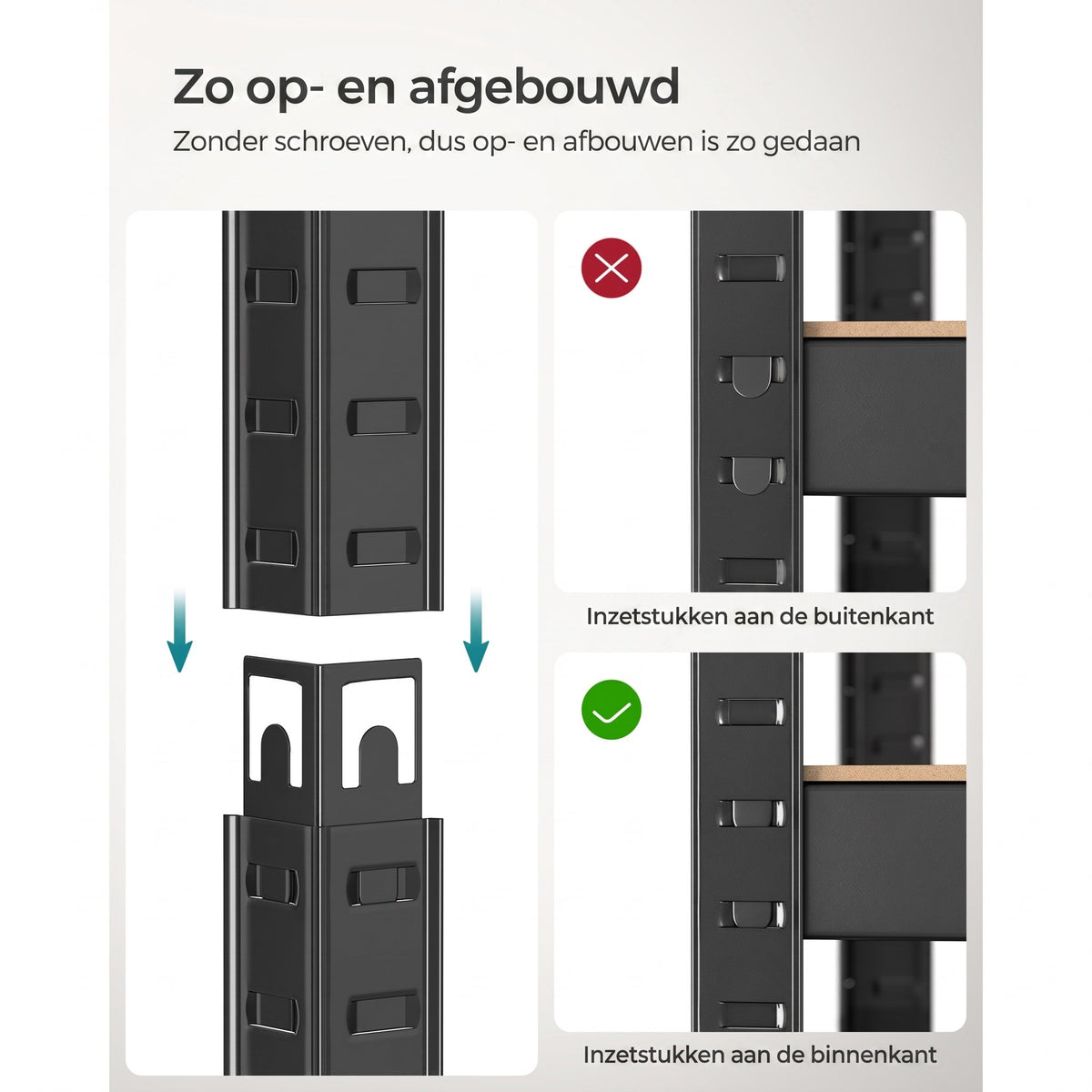 Zwaar Metalen Opbergrek met 4 Verstelbare Planken, 40 x 80 x 160 cm