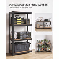 Zwaar Metalen Opbergrek met 4 Verstelbare Planken, 40 x 80 x 160 cm
