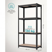 Zwaar Metalen Opbergrek met 4 Verstelbare Planken, 40 x 80 x 160 cm