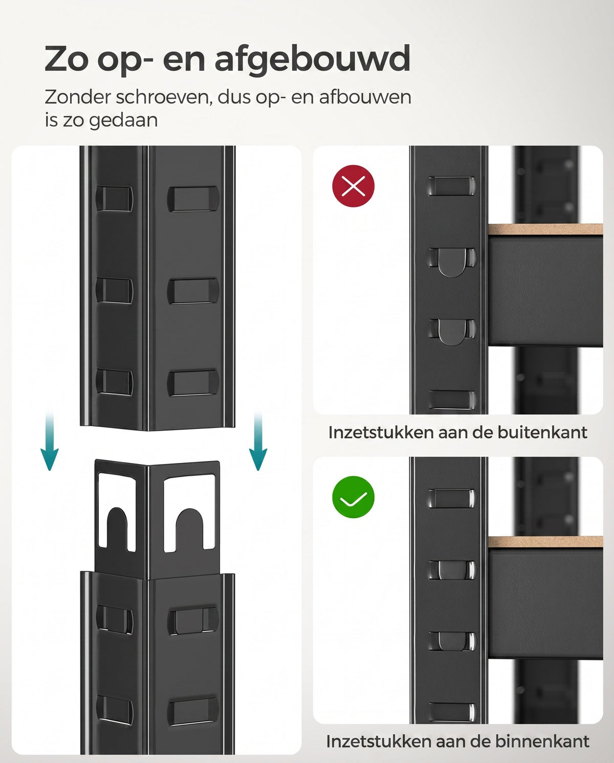 Zwaar Metalen Opbergrek met 4 Verstelbare Planken, 40 x 80 x 160 cm