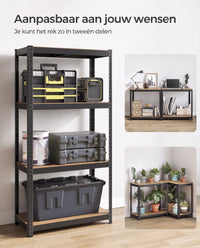 Zwaar Metalen Opbergrek met 4 Verstelbare Planken, 40 x 80 x 160 cm