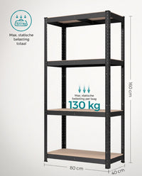 Zwaar Metalen Opbergrek met 4 Verstelbare Planken, 40 x 80 x 160 cm