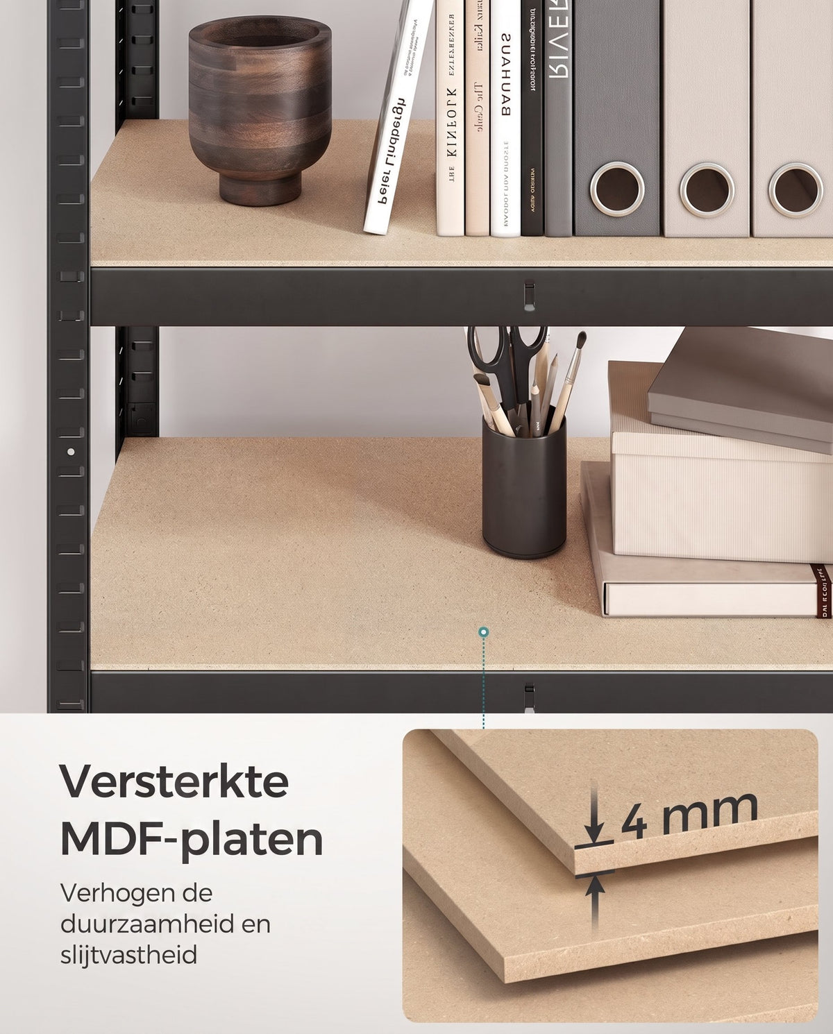 Zwaar Metalen Opbergrek met 4 Verstelbare Planken, 40 x 80 x 160 cm