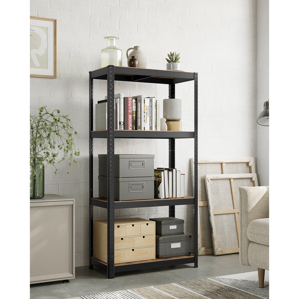 Zwaar Metalen Opbergrek met 4 Verstelbare Planken, 40 x 80 x 160 cm