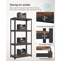 Zwaar Metalen Opbergrek met 4 Verstelbare Planken, 40 x 80 x 160 cm