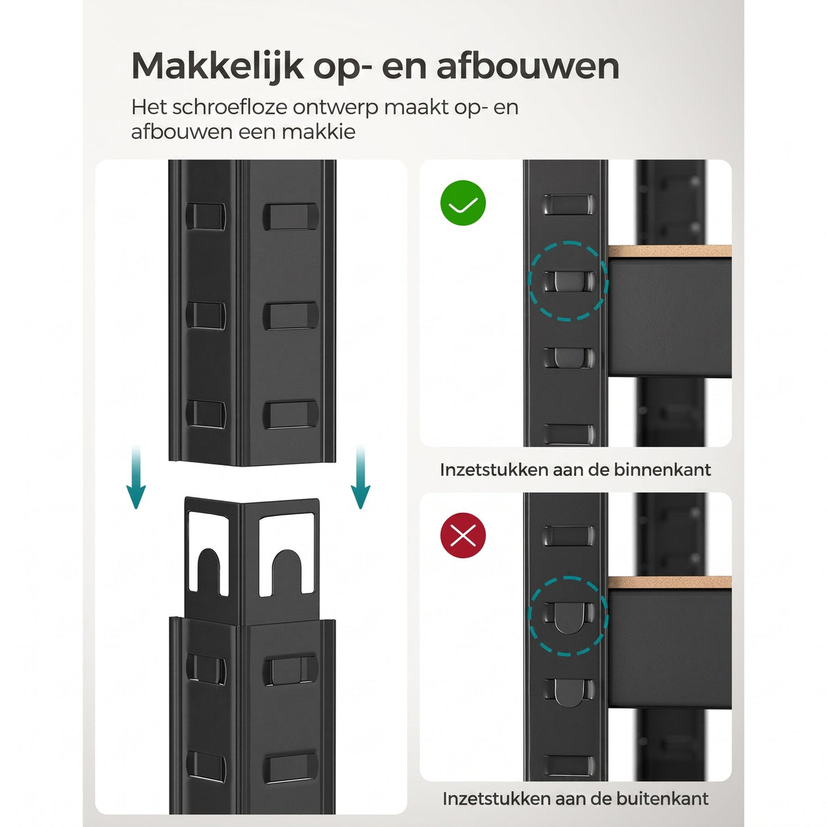Zwaar Metalen Opbergrek met 4 Verstelbare Planken, 40 x 80 x 160 cm