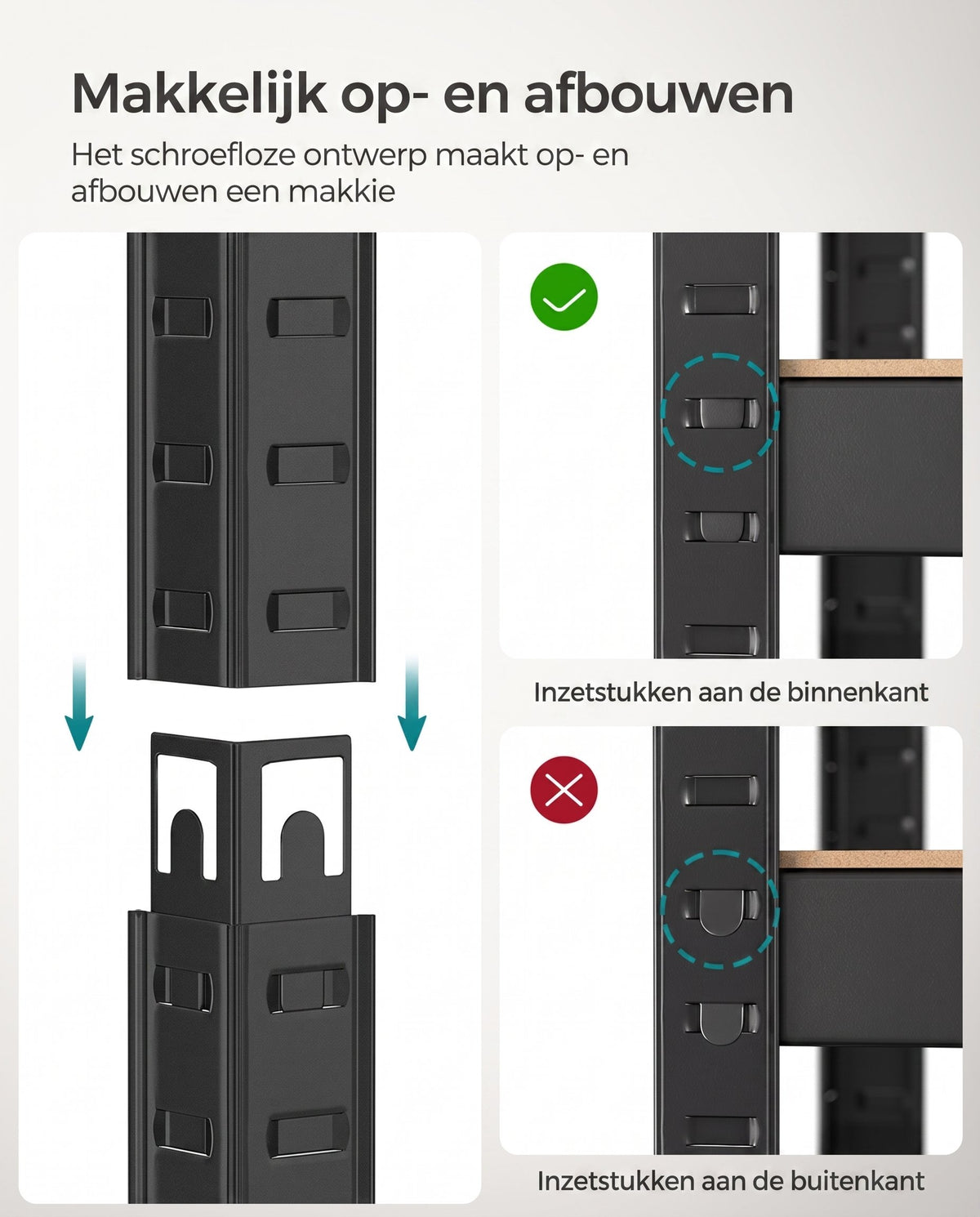 Zwaar Metalen Opbergrek met 4 Verstelbare Planken, 40 x 80 x 160 cm