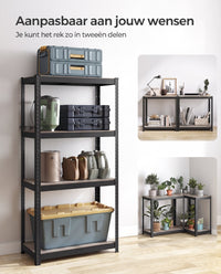 Zwaar Metalen Opbergrek met 4 Verstelbare Planken, 40 x 80 x 160 cm