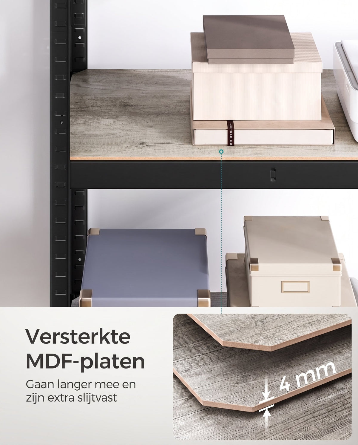 Zwaar Metalen Opbergrek met 4 Verstelbare Planken, 40 x 80 x 160 cm