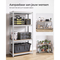 Zwaar Metalen Opbergrek met 4 Verstelbare Planken, 40 x 80 x 160 cm