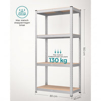 Zwaar Metalen Opbergrek met 4 Verstelbare Planken, 40 x 80 x 160 cm