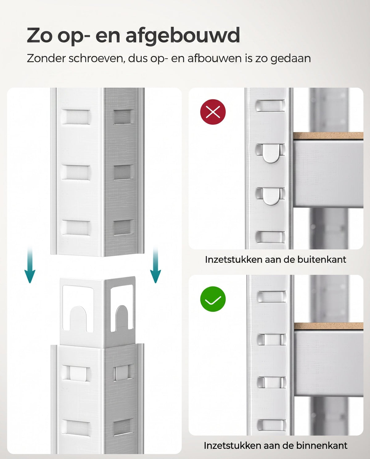 Zwaar Metalen Opbergrek met 4 Verstelbare Planken, 40 x 80 x 160 cm