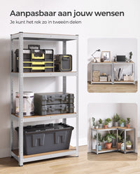 Zwaar Metalen Opbergrek met 4 Verstelbare Planken, 40 x 80 x 160 cm