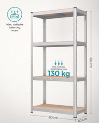 Zwaar Metalen Opbergrek met 4 Verstelbare Planken, 40 x 80 x 160 cm