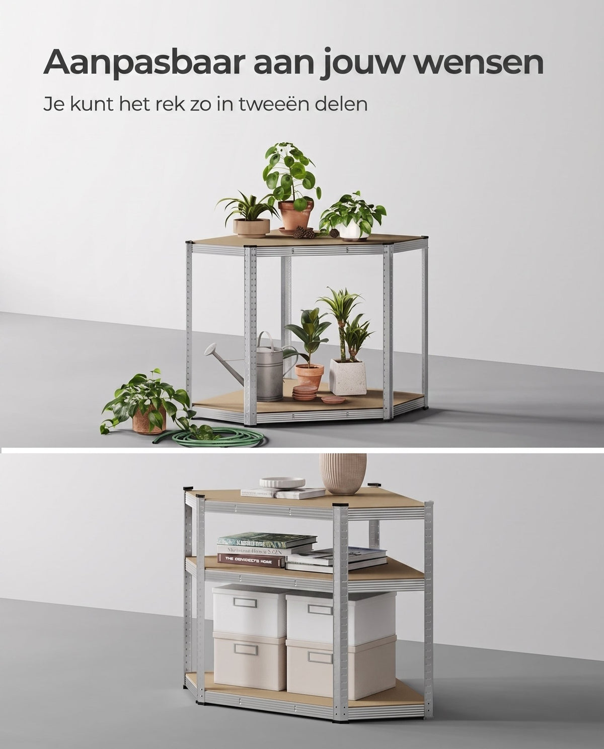 Metalen Hoekstelling met 5 Verstelbare Planken, 70 x 70 x 180 cm