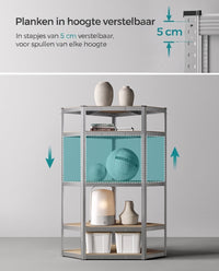 Metalen Hoekstelling met 5 Verstelbare Planken, 70 x 70 x 180 cm