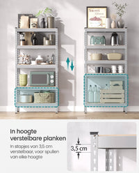 Zware Stellingkast met 5 Verstelbare Planken en Kliksysteem