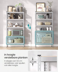 Zware Stellingkast met 5 Verstelbare Planken en Kliksysteem