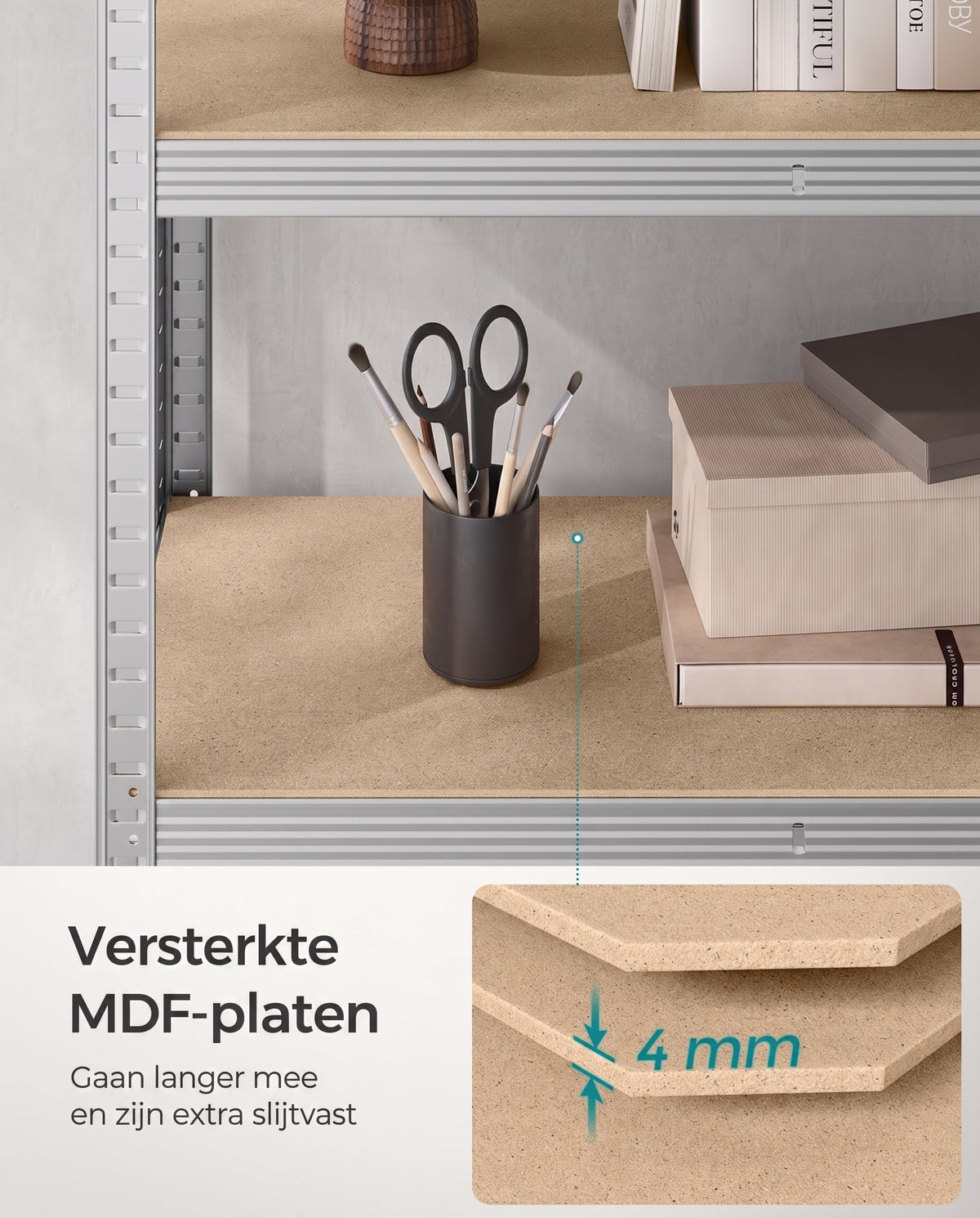 Zwaar Metalen Opbergrek met 5 Verstelbare Planken, 90 x 180 x 40 cm